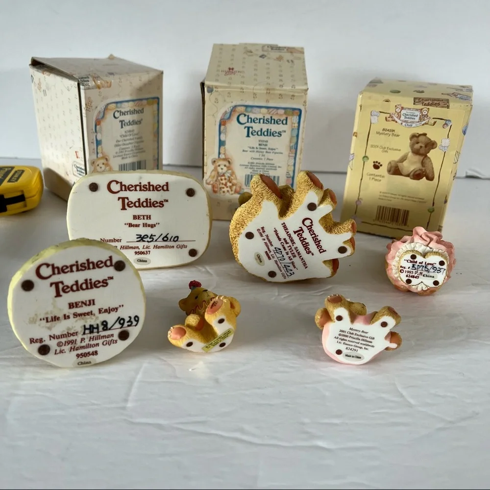 VTG Cherished Teddies Lot of 6 Figurines Nursery Rocking Horse Kids Beth, Benji